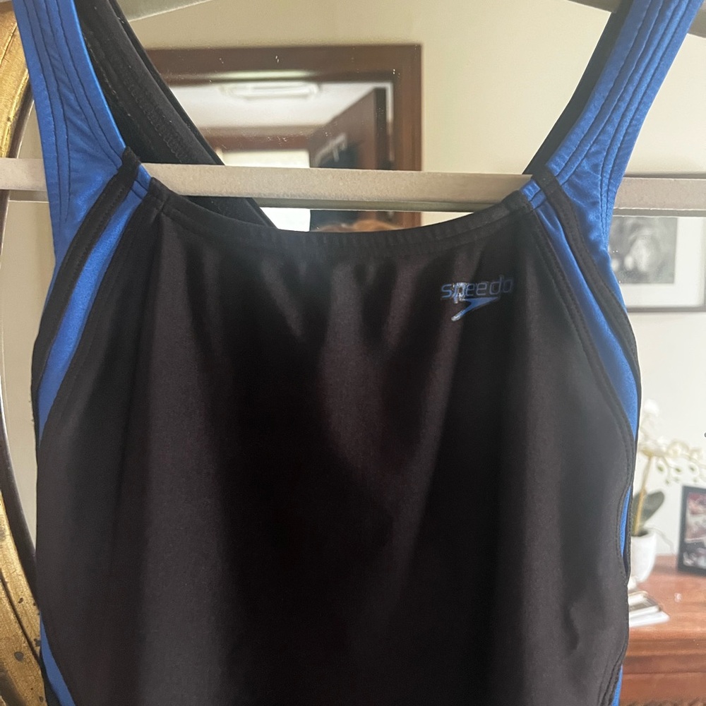 GirlsSpeedo Black and Blue Kids One-Piece Swimsuit